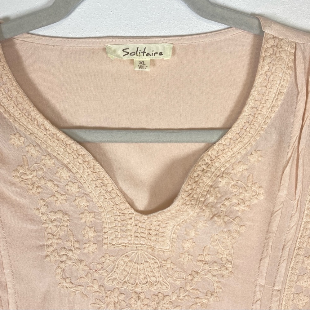 Solitaire Women’s Top Balloon Sleeves Embroidered  XL Boho Bohemian Peasant - Picture 3 of 16
